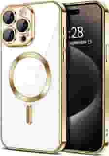 Capa Capinha Magnética Anti Impacto Luxo Case Slim Proteção Total Lente Câmera Premium Para iPhone (Gold, iPhone 14 Pro)