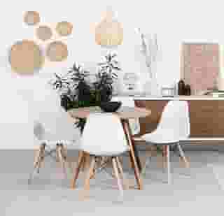 Conjunto Mesa Square Redonda Tampo Bétula 88cm 4 Cadeiras Eiffel - Branca
