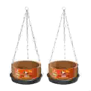 KIT Conjunto 2 Vasos Pendurar Samambaia N3 Completo Prato Corrente Fibra Coco N03 Xaxim Nutriplan