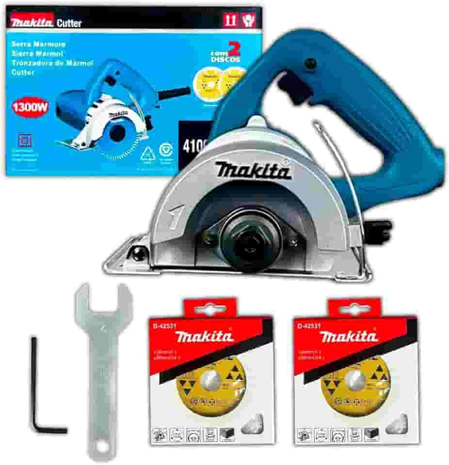 MAKITA Serra Mármore 4100NH3XZ2 1300W com 2 Discos 13800RPM Corte Preciso em Mármore Granito e Porcelanato Leve Ergonômica e Segura p/Obras e Reformas - 220v