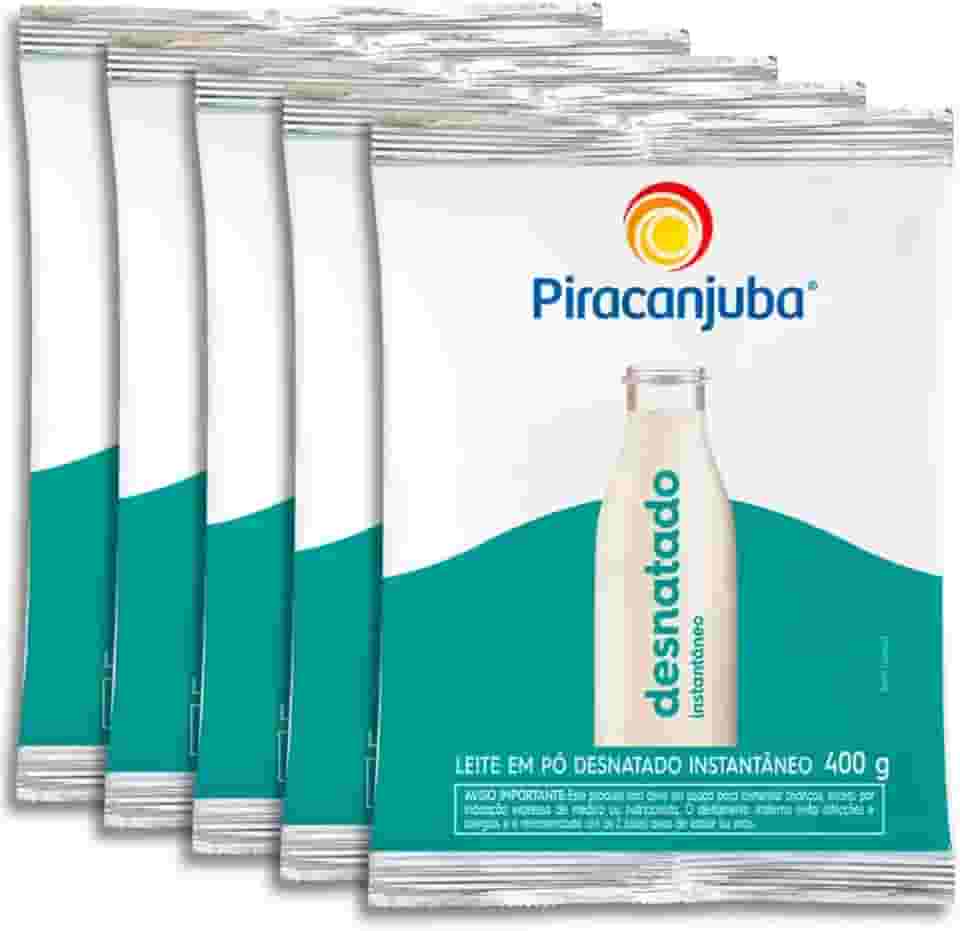 Pack 5 unidades Leite em Pó Desnatado Piracanjuba 400g - 5x400g