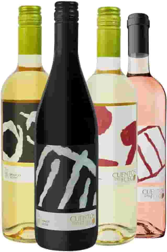 Kit 4 Vinhos Chilenos Pinot Noir Rosé Carmenere Sauvignon Blanc e Branco Suave Cuentos del Fuego