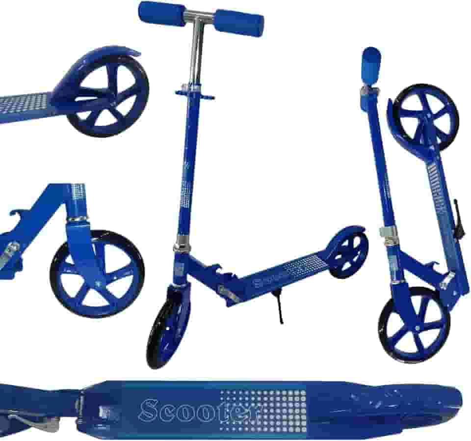 Patinete Adulto Juvenil Scooter 2 Rodas Até 100 Kg Criança Adolescente Resistente Portátil Dobravél Azul