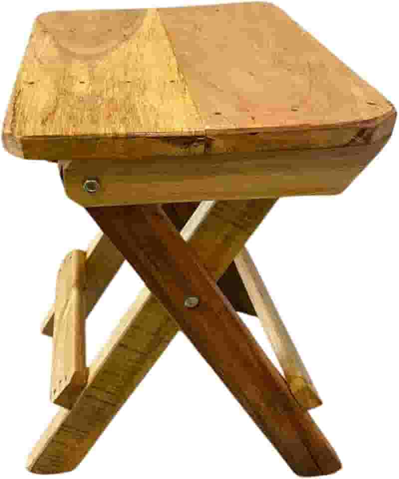 Banquinho Banqueta Banco Madeira Maciça Altura 44cm Dobrável Portátil Eucalipto