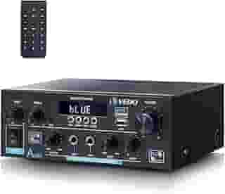 VEDO Amplificador de Áudio Bluetooth 5.0 AK-55 HiFi 600W Dual Channel - Sistema de Som para Casa com Entradas AUX USB FM Microfone, Eco e Reverb | Compatível Alto-Falantes 4-16Ω (Plugues Brasileira)