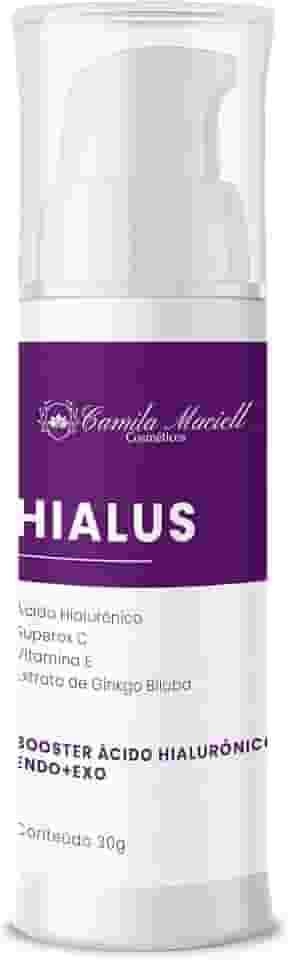 Booster Facial Hialus Camila Maciell, Ácido Hialurônico, Vitamina E e Ginkgo Biloba, 30g Hidratação profunda, Combate linhas finas e perda de firmeza. Revitaliza e proteger a pele.