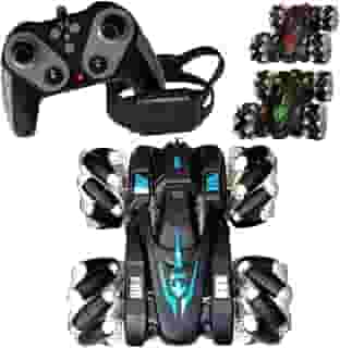Carro de Controle Remoto Inteligente 9 Funções Maluco Gira 360 Graus Rápido Recarregavel om Luzes LED e Efeitos Sonoros Acrobacias Off-road Brinquedo para Crianças