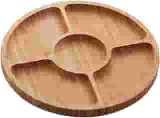 LYOR - Petisqueira de Bambu com 5 Divisórias Round 25cm x 25cm x 1,6cm