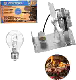 Kit Exaustor Churrasqueira 20Cm C/Luz Lâmpada Alta Temperatura 110v/220v