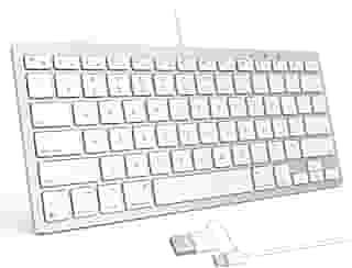 OMOTON Teclado com fio para Mac, USB e tipo C, 78 teclas, ergonômico e portátil - Branco