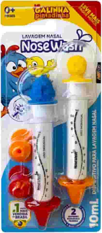 Seringa de Lavagem Nasal NoseWash para Bebês e Crianças, Limpador de Nariz, Alivia Alergias e Congestão Nasal -Pack Duplo