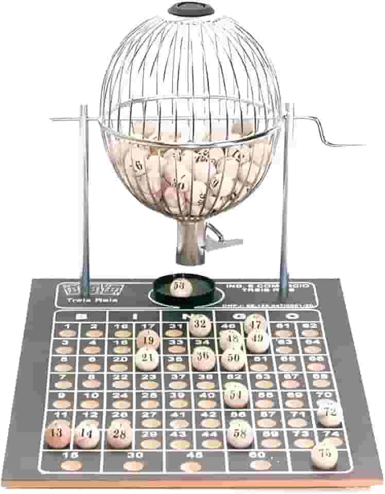 Kit Jogo de Bingo Profissional com Globo Metálico N°2 Médio, 75 Bolinhas, 300 Cartelas