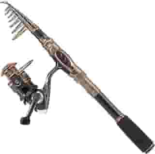 PLUSINNO Combo de vara de pesca e molinete de fibra de carbono telescópica com carretel, kit de água salgada do mar, água doce, kit de vara de pesca..
