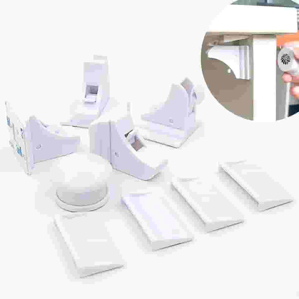 Trava magnética (Kit 12 unidades) para gavetas e portas de armários, segurança para bebês e crianças - LionLemon Store