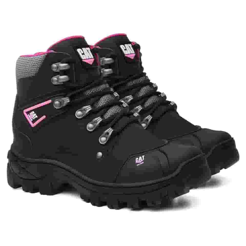 Botina Feminina Bota Coturno De Segurança Trabalho Epi Com C.a Original (PRETO/ROSA, BR, Adulto, Numérico, 36)