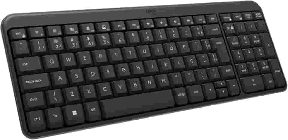 Teclado Sem Fio Logitech K250 Bluetooth com Conectividade Rápida e Fácil, Design Compacto, Teclado Numérico, Layout ABNT2, Teclas Resistentes a Derramamentos, Compatível com PC e Mac - Grafite
