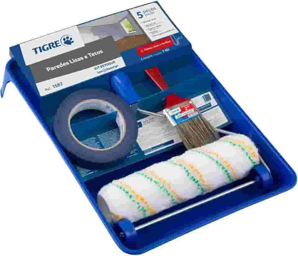 Rolo De Pintura, Pinceis Tigre, Kit Retoque, 5 Peças, Anti Respingo