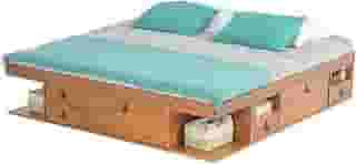 Cama King Size com Gavetas Bali Meu Móvel de Madeira - Nozes