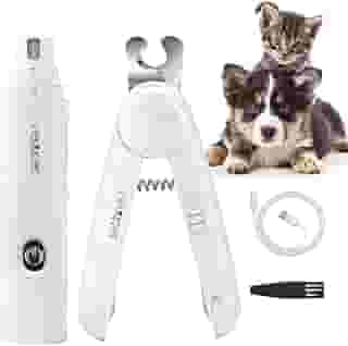 Aparador de pata de cachorro com luz LED, Rtador Elétrico de Unhas para Cães, Moedor de Uunhas de Cachorro, Recarregável por USB, Silencioso, para cães, gatos, cuidados com garras (2 e 1(Moedor de unha para cães))