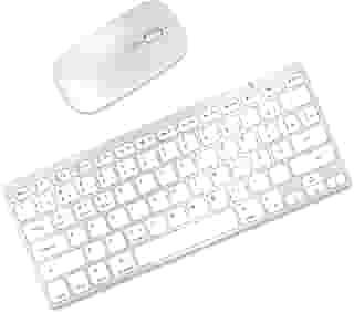 KIT Teclado e Mouse Sem Fio Bluetooth para Tablet Macbook iPad iMac Notebook PC, Premium Silencioso Minimalista Portátil ABNT2 - Branco