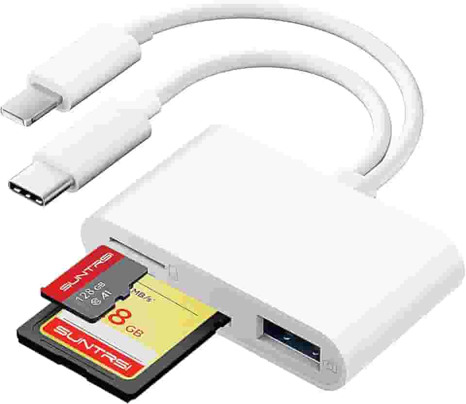 Leitor de cartão SD/Micro SD para iPhone/iPad/câmera, compartimento duplo para cartão suporta leitor de cartão de memória portátil SD e TF monitor de câmera SD Cartão Adaptador de