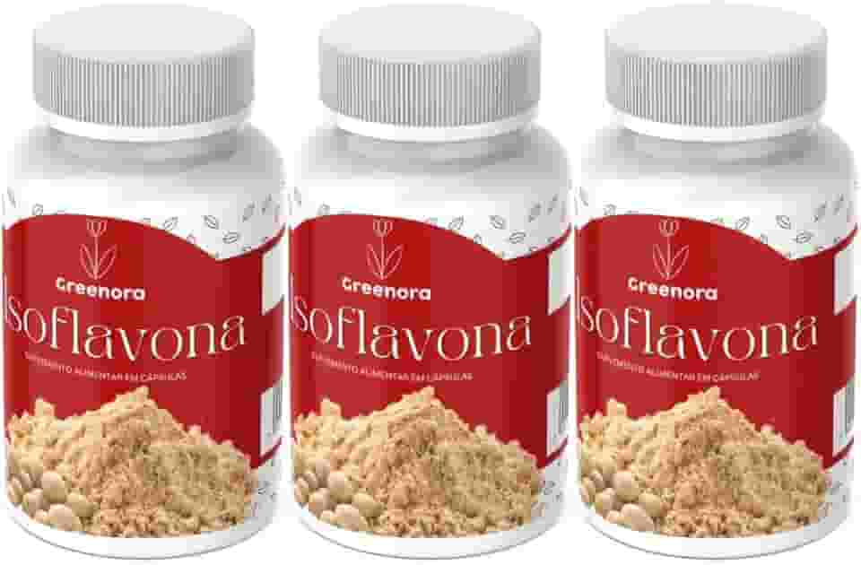 Isoflavona 60 Cápsulas – Suplemento Natural para Equilíbrio Hormonal Feminino, Alívio dos Sintomas da Menopausa e TPM, Rico em Isoflavonas da Soja, Vegano e Sem Glúten (Kit 3)