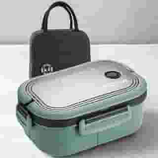 Kit Marmita Lancheira Fitness 1l Hermética com Alça Com Bolsa Térmica - Para Academia/Trabalho/Faculdade (Verde)