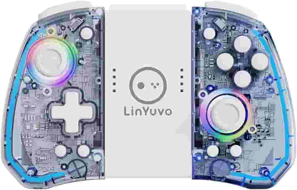 Controle sem Fio para Nintendo Switch Hall Effect Joycon Bluetooth, RGB Azul-Transparente
