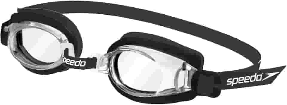 Óculos de Natação Infantil, Speedo, Jr Captain, Lentes Com Proteção UV, Narizeira Ajustável e Tiras Em Silicone