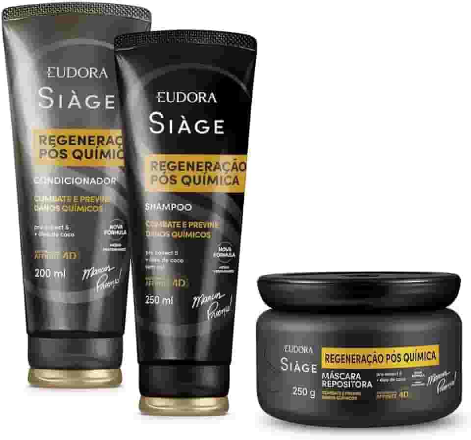Eudora Kit Siàge Regeneração Pós Química: Shampoo 250ml + Máscara 250g + Condicionador 200ml