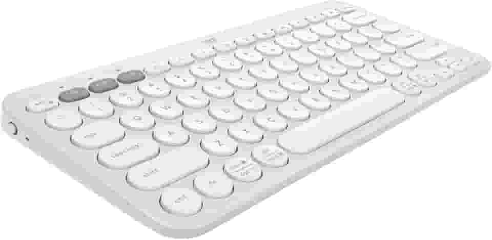Teclado sem fio Logitech Pebble Keys 2 K380s com Conexão Bluetooth Easy-Switch e Pilha Inclusa - Compatível com PC, Mac, Chrome OS, Android, iOS e Apple TV, Layout US - Branco