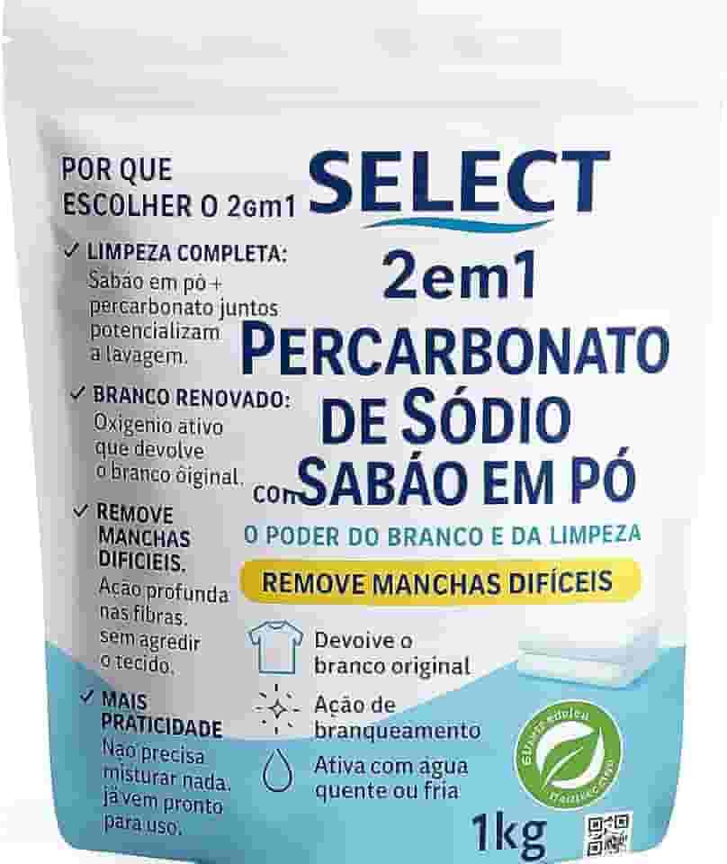 Percarbonato de Sódio com Sabão em Pó 1Kg - Poderoso Branqueador Alvejante e Lava Roupas