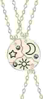 Conjunto de 3 colares combinando com quebra-cabeça e lua da amizade, banhado a ouro, prata, círculo redondo crescente, geométrico, melhor amiga, para 3 mulheres, irmãs, filhas, presentes de