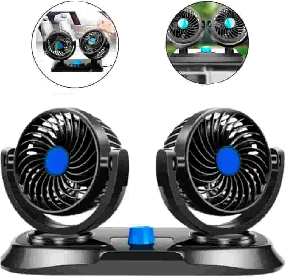 Ventilador Automotivo 12V Carro Caminhão Van Ventilação Ar Condicionado Interno Liga Ventila Portátil Sistema Suporte 2 Níveis Velocidade Duplo Universal Potente Veicular Aparelho