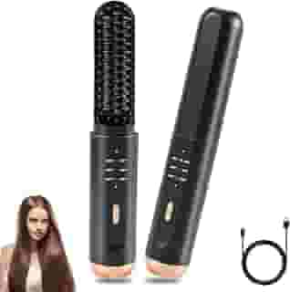 Escova Modeladora Portátil Sem Fio, Escova Alisadora, Escova Modeladora, Escova Secadora Rotativa, Escova Magic Brush, Escova Giratória Secadora, Três Opções de Temperatura, Carregamento Tipo C