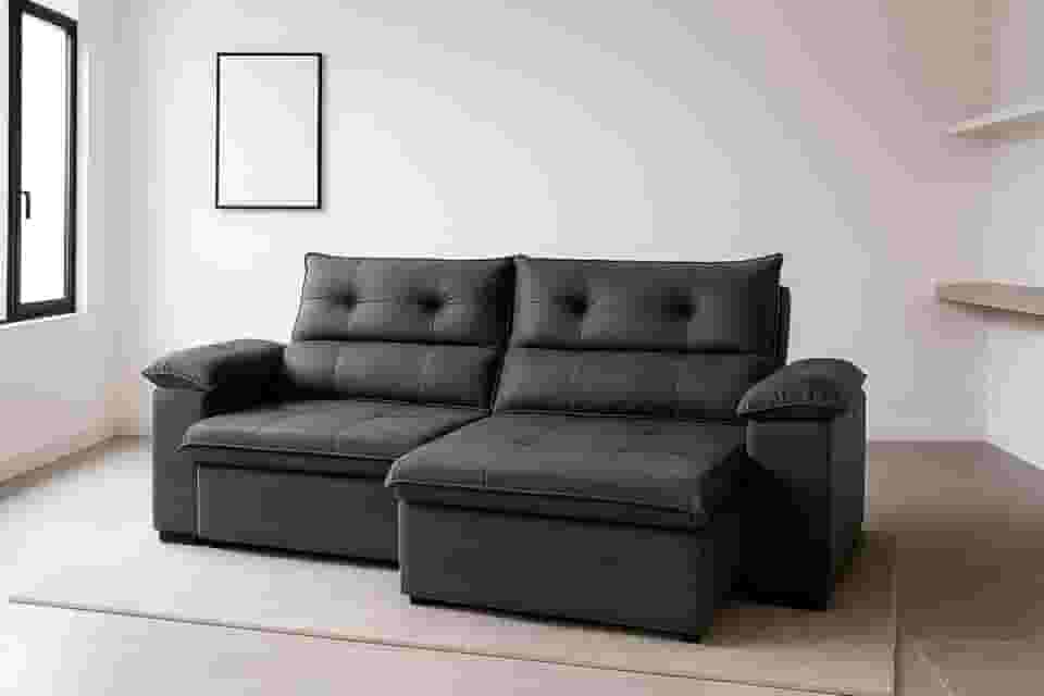 Sofá Compacto 2 Lugares Aconchegante Reclinável e Retrátil Bel Veludo Cinza LIMOV (1,50)