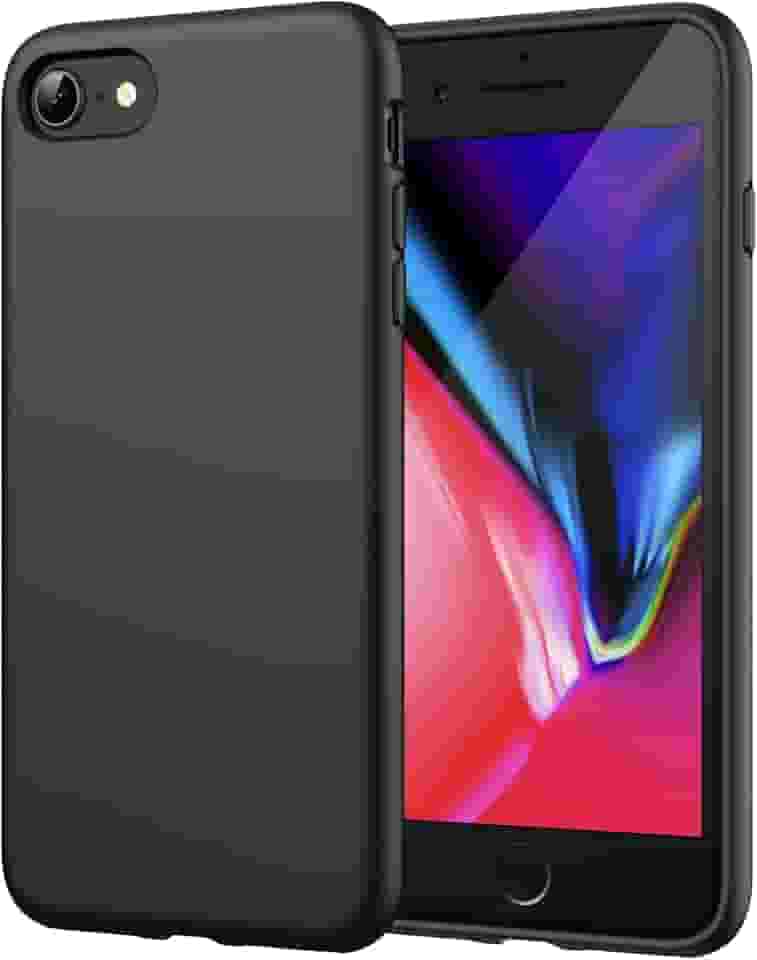 JETech Capa de Silicone para iPhone SE 3/2 (Edição 2022/2020)/ iPhone 8 e iPhone 7 4,7 Polegadas, Case Capinha Protetora para Corpo Inteiro com Toque Suave e Sedoso (Preto)