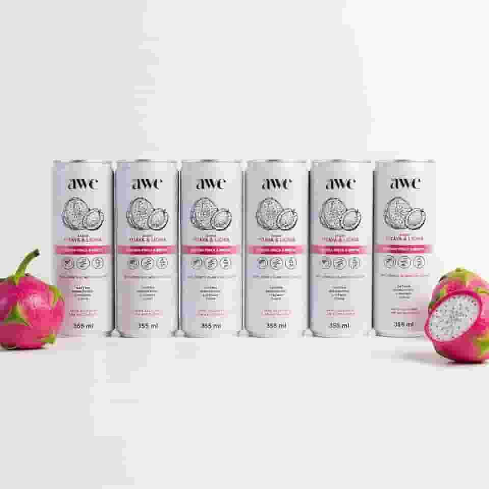 AWE Energy Pitaya e Lichia - Pack com 6 unidades, latas de 355ml Performance & Disposição Ingredientes Naturais Energia Limpa