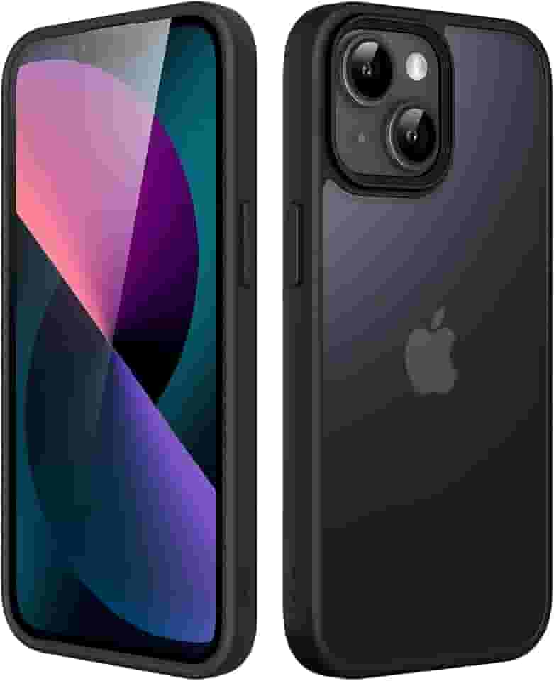 JETech Capa Fosca para iPhone 13 6,1 Polegadas, Case Proteção Contra Quedas de Grau Militar à Prova de Choque, Capinha Traseira Translúcida Fosca para Telefone, Anti-Impressão Digital (Preto)