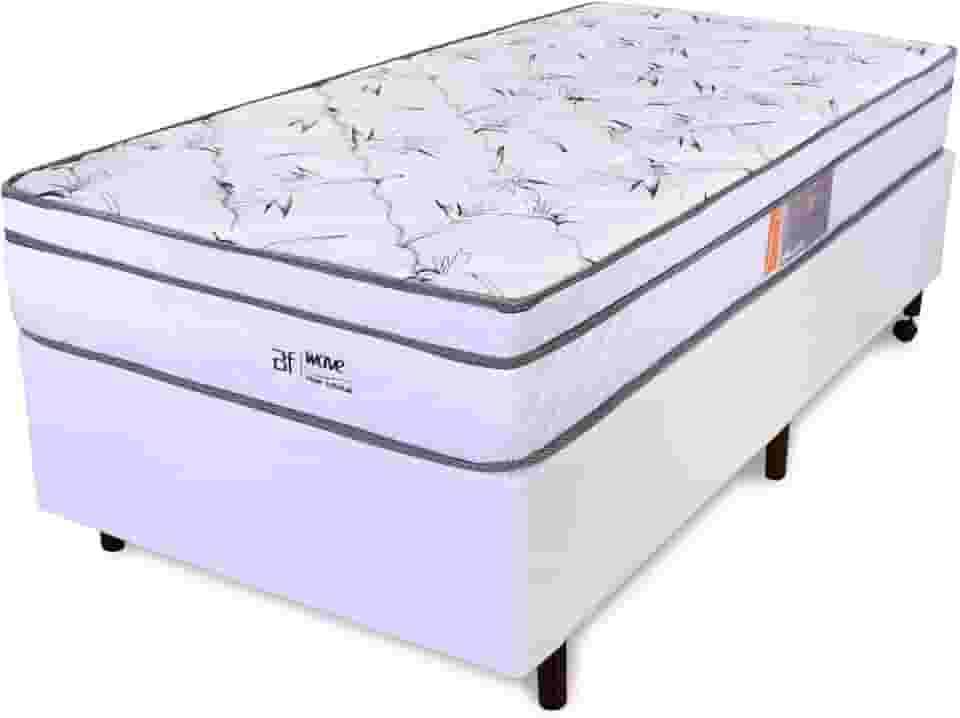 Cama Box Solteiro Colchão Molas Ensacadas Com Pillow e Box Courvin Branco 88x188x58cm BF Colchões