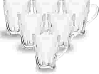 Jogo de Canecas Xícaras de Vidro Diamond 250ml - Design Elegante para Chá, Café e Cappuccino - Kit Moderno e Sofisticado para Mesa Posta (Grande, unidade, 6)