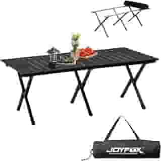 JOYFOX Mesa Dobrável de Camping 120cm – Aço Leve, Portátil com Bolsa, Impermeável, Montagem Rápida, Estável com Pés Antiderrapantes para Churrasco, Praia e Piquenique
