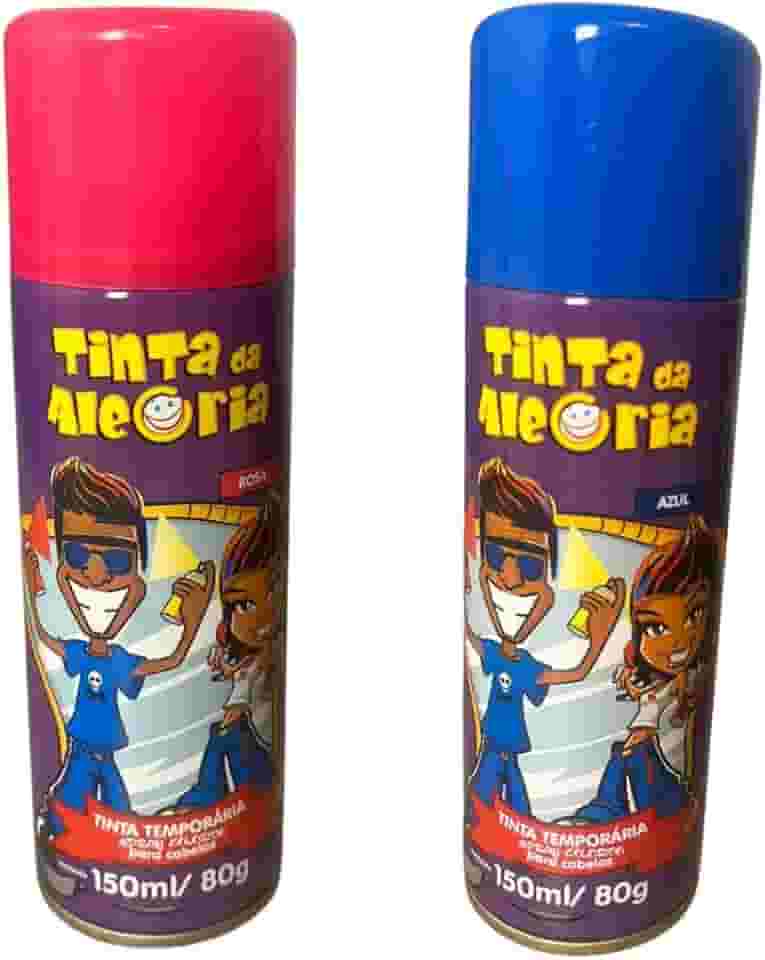 Kit Tinta da Alegria AZUL E ROSA, Conjunto com 2 Tintas para Cabelo Temporárias 150ml Cada Sai Com Água Ideal Para Cabelo Maluco e Dia das Crianças