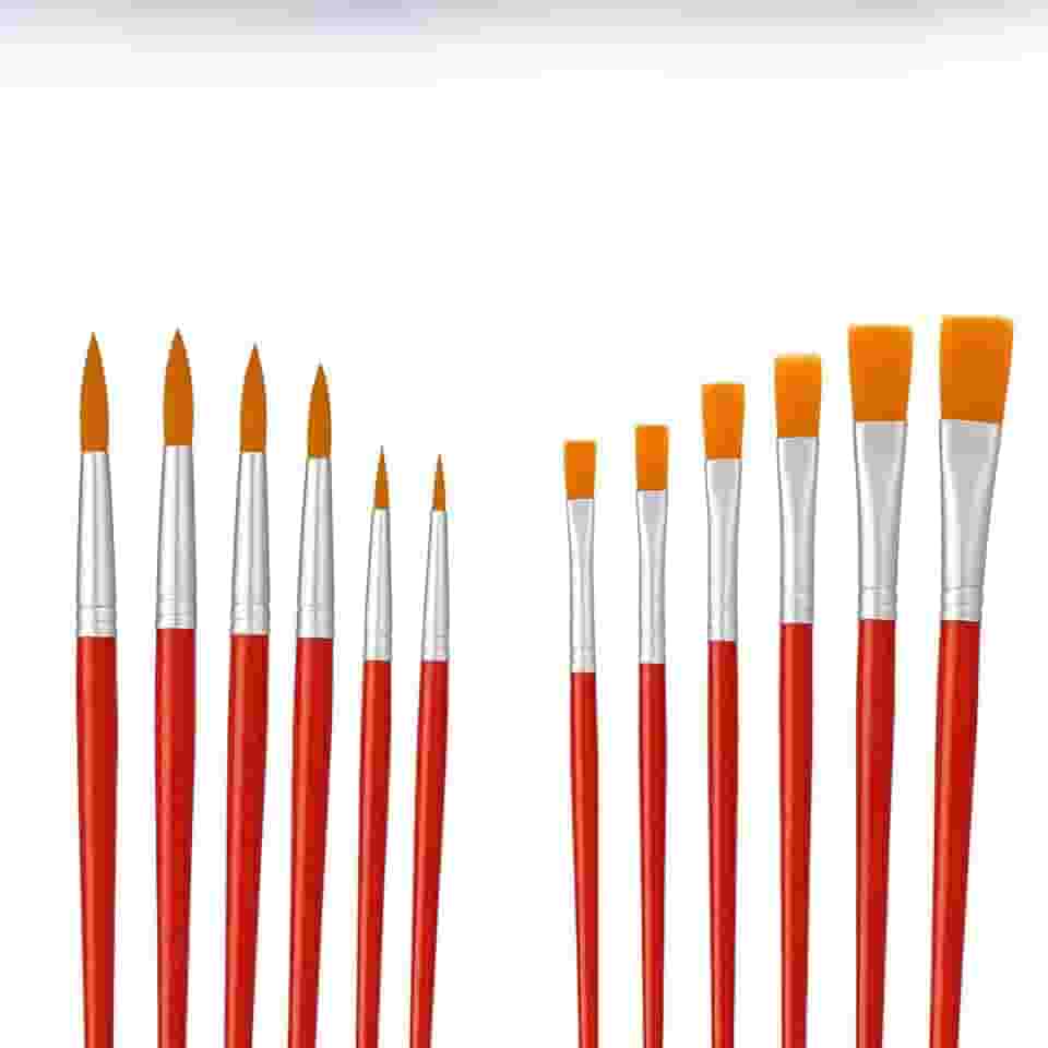 Kit 24 Pincéis Artesanato Pintura Ponta Fina Redonda E Chato Pintura em Telas Rosto