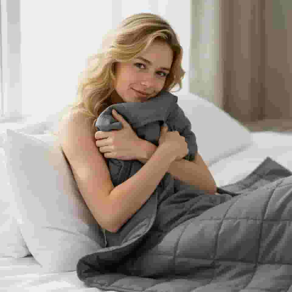 Cobertor pesado para adultos (11 kg, 198 x 215 cm), cobertor pesado tamanho Queen, algodão respirável com contas de vidro natural, lavável na máquina