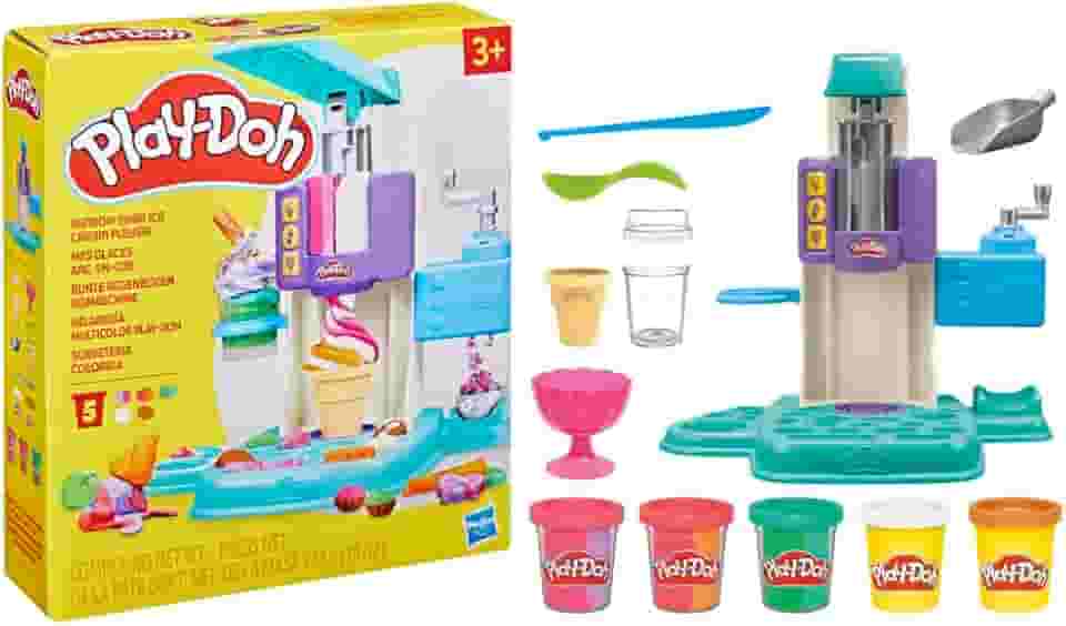 Play-Doh Massinha de Modelar Infantil, Sorveteria Colorida - Conjunto de massinha com acessórios e 5 potes, presente de Natal para crianças acima de 3 anos