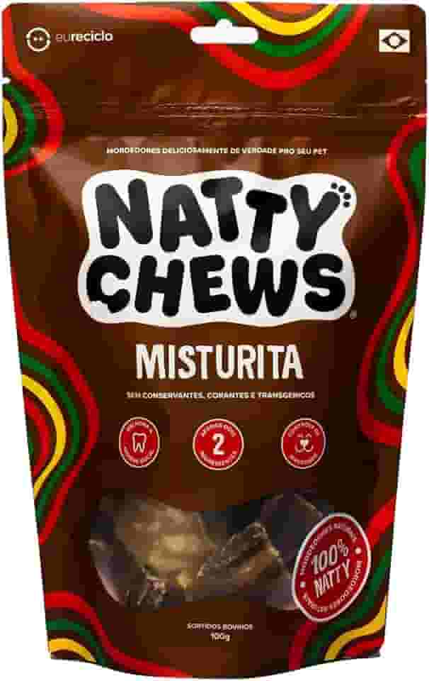 Mordedor Natural Misturita Natty Chews Traqueia e Esôfago Desidratados Para Cães - 100g