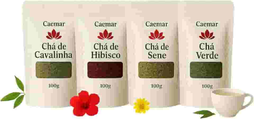 Kit Desincha 100% Natural 400 gr - Chá Verde, Sene, Hibisco e Cavalinha - Sem Conservantes