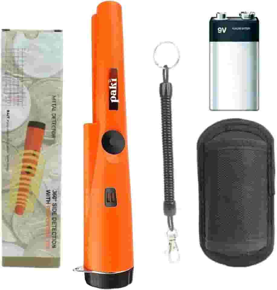 Detector de Metais Portátil à Prova D'Água com Bateria 9V Pinpointer GP para Ouro e Prata Moedas e Itens Pequenos Vibração + Som Cor Laranja