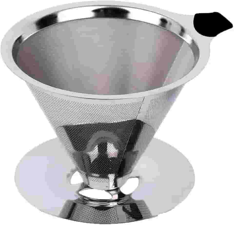 Filtro p/Café Reutilizável Cônico Inox Ultrafino Cafeteira